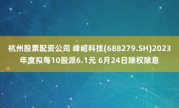 杭州股票配资公司 峰岹科技(688279.SH)2023年度拟每10股派6.1元 6月24日除权除息